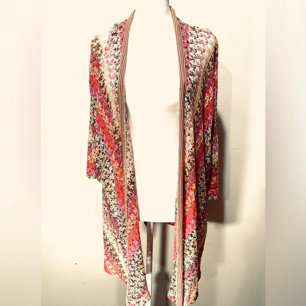 Zozo cardigan poncho cottage Core colorful Y2K stripes see through women’s 2X - Picture 5 of 9